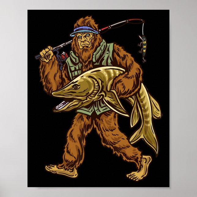 Affiche Muskie Fishing Bigfoot Musky Hunting Fishermen  (Devant)