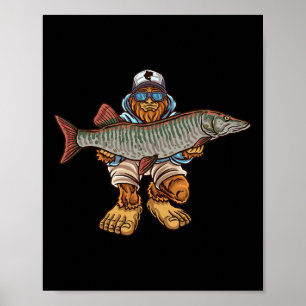 Affiche Muskie Fishing Tigre Musky Chasse Pêcheur Bigfoot