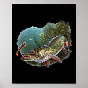Affiche Muskie Hunter Musky Fishman Pêche à la mouche leur