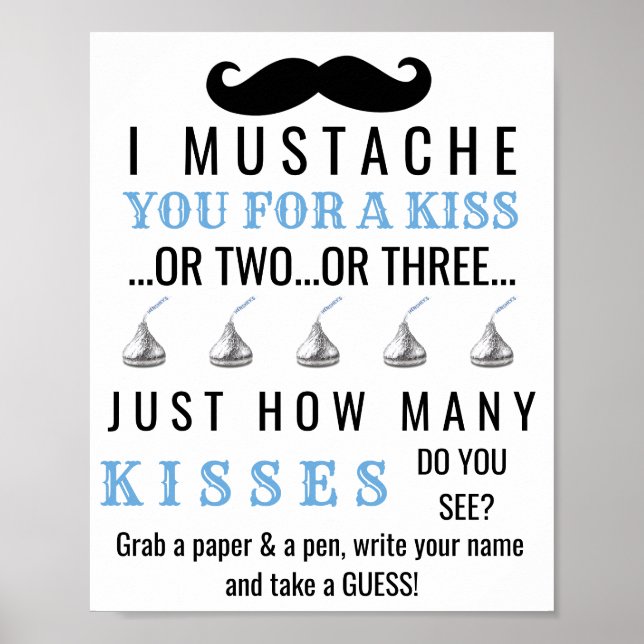 Affiche Mustache thème Baby shower jeu (Devant)