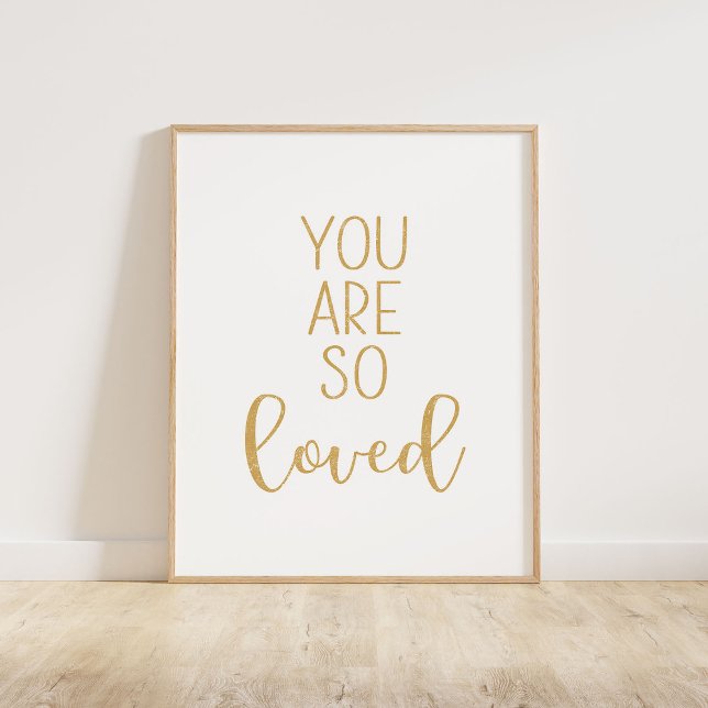 Affiche Mustard Jaune Vous Êtes Si Aimé (You Are So Loved typography quote print in mustard yellow.)