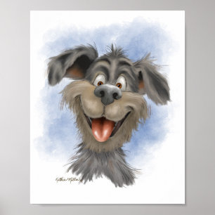 Affiche Mutt à la grimace heureuse – Dessin animé de chien