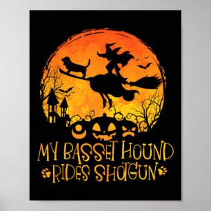 Affiche My Basset Hound Rides Shotgun Dog Halloween Costum