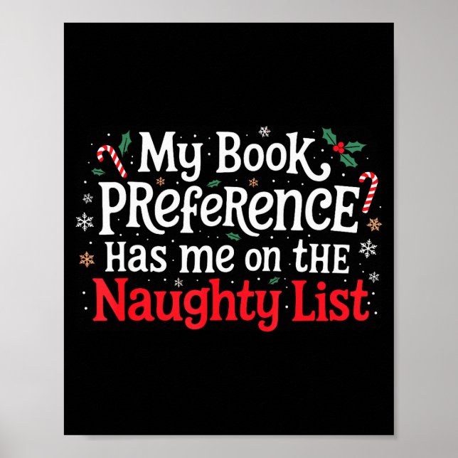 Affiche My Book Preference Naughty List Readers Funny Chri (Devant)