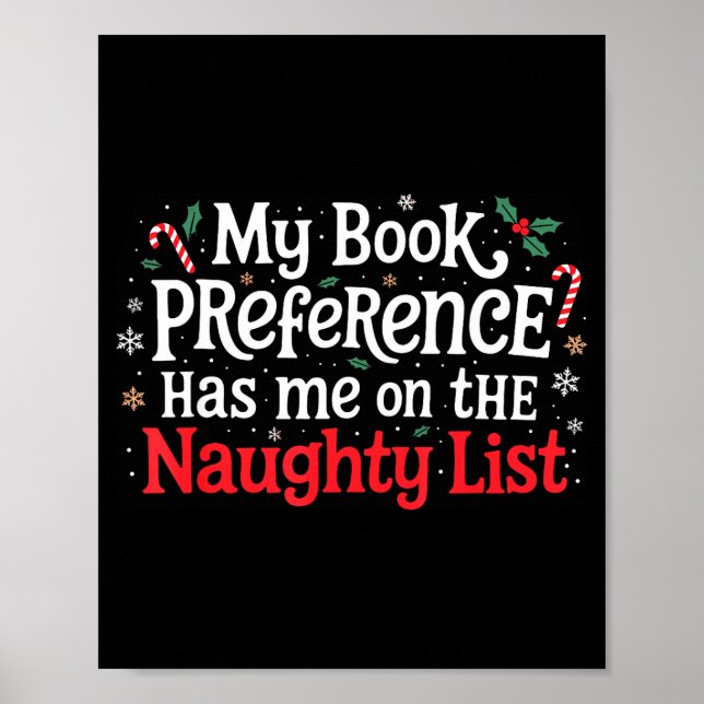Affiche My Book Preference Naughty List Readers Funny Chri (Devant)