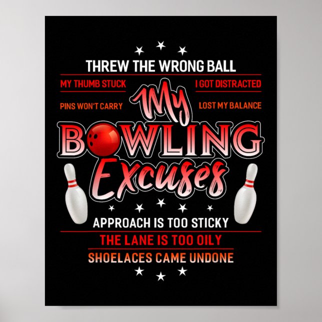 Affiche My Bowling Excuse Drôle Bowling (Devant)