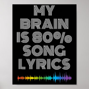 Affiche My Brain Is 80% Chanson Lyrics Funny Music Lover