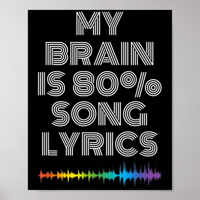 Affiche My Brain Is 80% Chanson Lyrics Funny Music Lover (Devant)