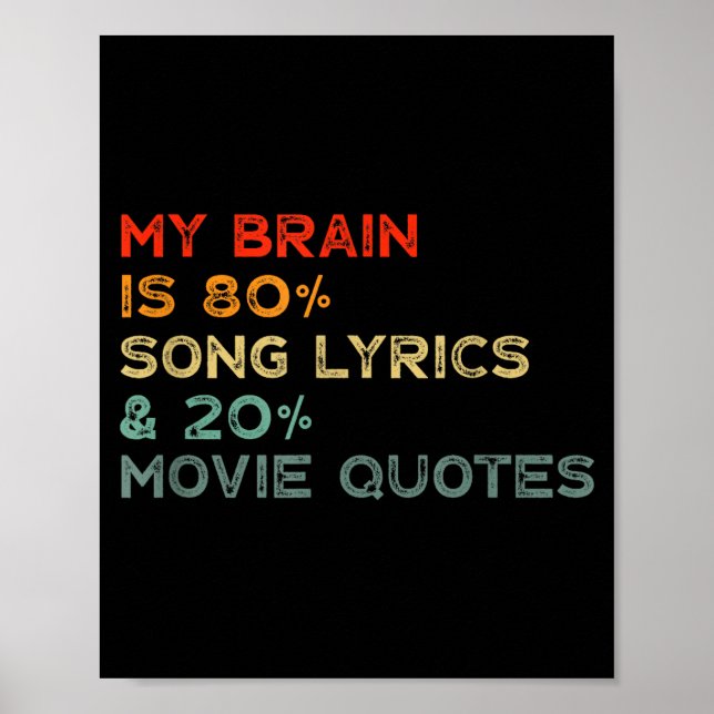 Affiche My Brain Is 80% Song Lyrics &amp; 20% Movie Quotes (Devant)
