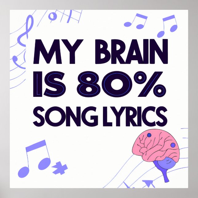 Affiche "My Brain Is 80% Song Lyrics" Graphic (Devant)