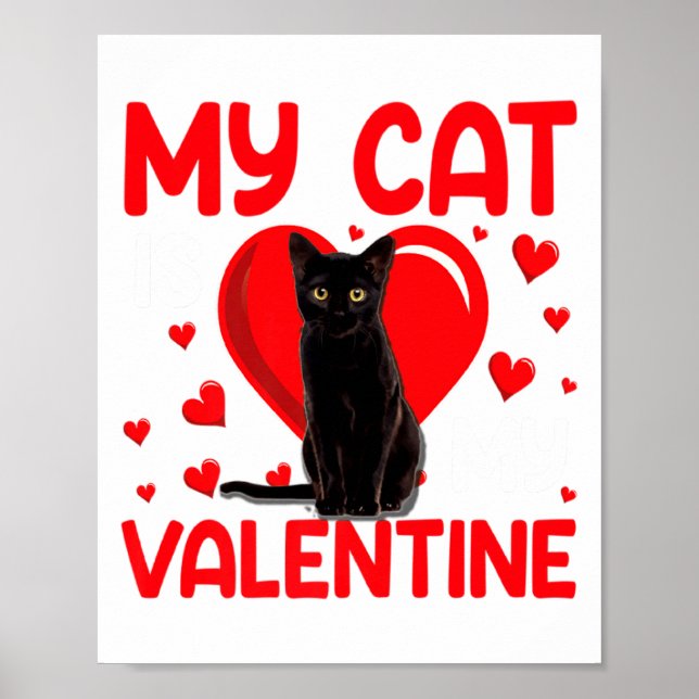 Affiche My Cat Is My Valentine Paw Heart Cat Owner Valenti (Devant)