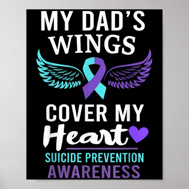 Affiche My Dad's Wings Cover Heart Suicide Awareness Ribbo (Devant)