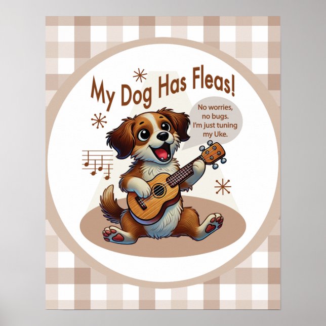 Affiche My Dog Has Fleas Ukulele Tuning Song (Devant)