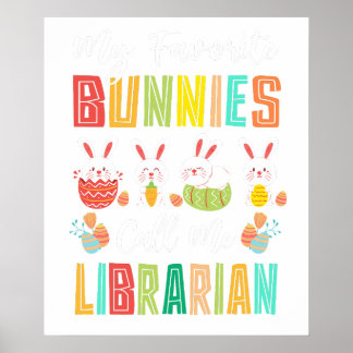 Affiche my favorite bunnies call me librarian, retro, vint
