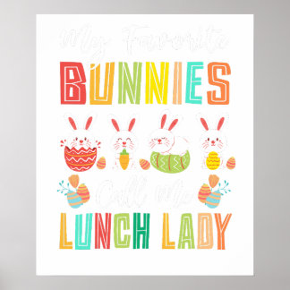Affiche my favorite bunnies call me lunch lady, retro, vin