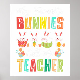 Affiche my favorite bunnies call me teacher, retro, vintag