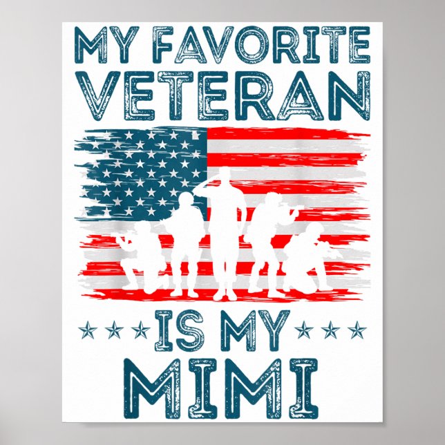 Affiche My Favorite Veteran Is My Mimi American Flag Veter (Devant)