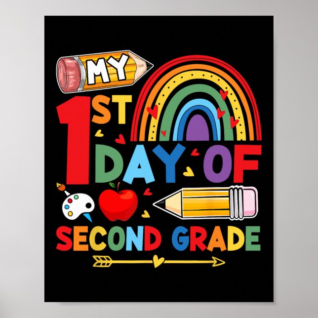 Affiche My First Day Of 2nd Grade Second Grade Rainbow  (Devant)