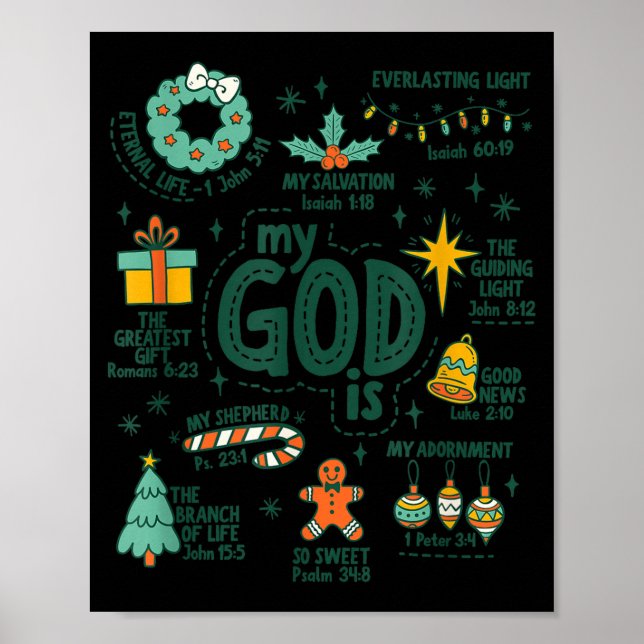 Affiche My God Is Christmas Jesus Is The Reason Faith Chri (Devant)
