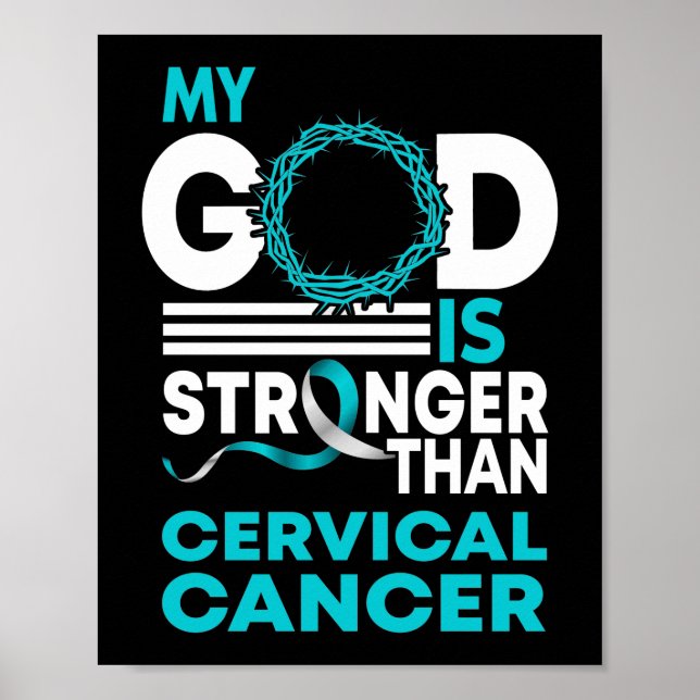 Affiche My God Is Stronger Than Cervical Cancer Awareness (Devant)