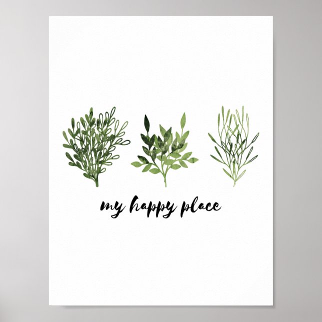 Affiche My Happy Place Watercolor Botanical Print (Devant)