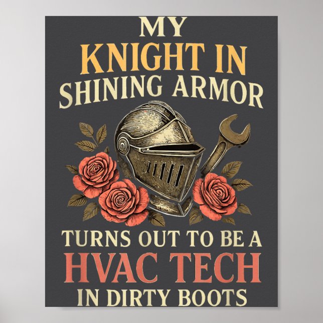 Affiche My Knight In Shining Funny Hvac Tech Wife Women Gi (Devant)