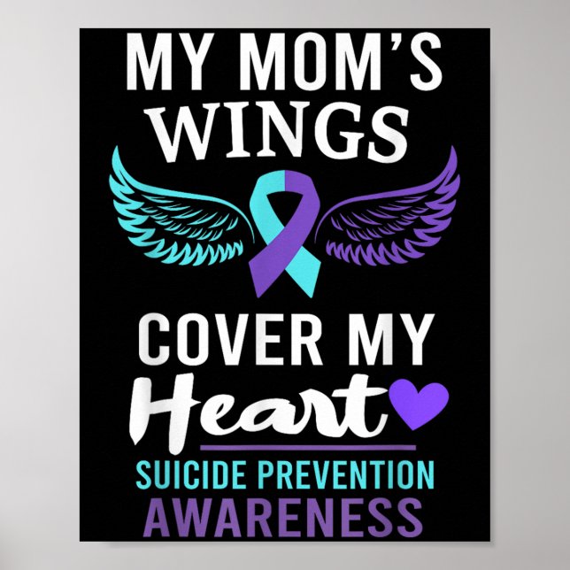 Affiche My Mom's Wings Cover Heart Suicide Awareness Ribbo (Devant)