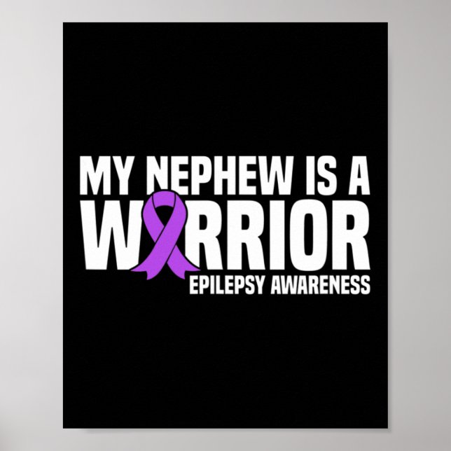 Affiche My Nephew Is A Warrior Purple Ribbon Epilepsy Awar (Devant)