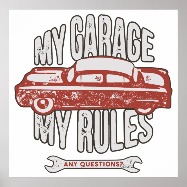 Affiche My Rules Classic Red Car Retro Mechanic (Devant)