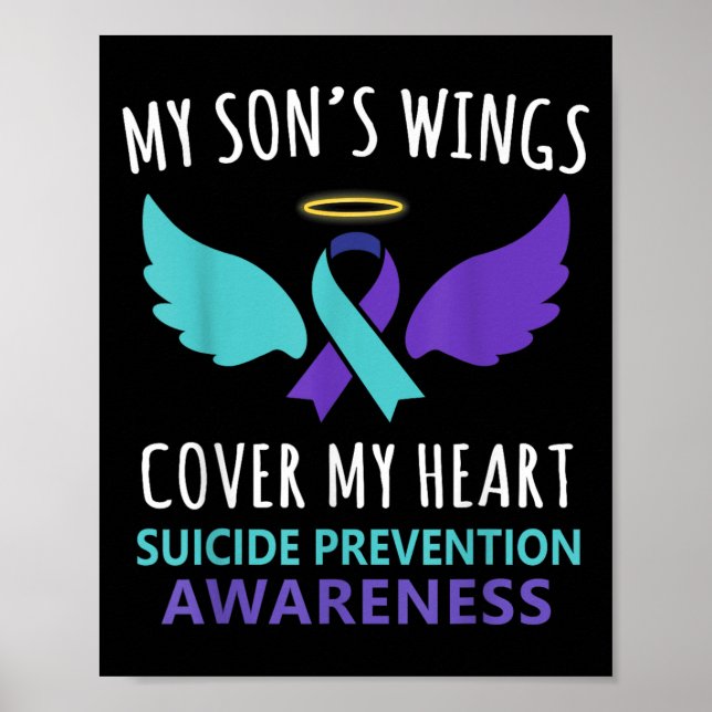 Affiche My Son's Wings Cover Heart Suicide Awareness Ribbo (Devant)