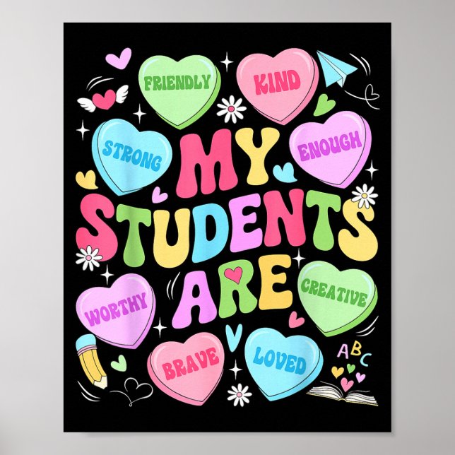 Affiche My Students Are Kind Strong Valentine Teacher Wome (Devant)