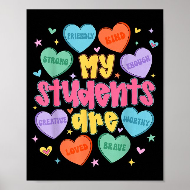 Affiche My Students Are Kind Strong Valentine Teacher Wome (Devant)