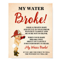 My Water Broke Little Firefighter Baby shower Jeu