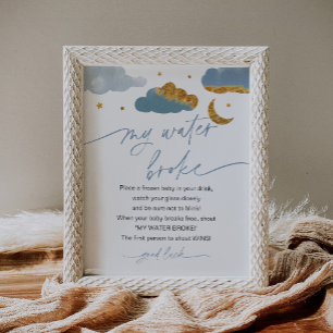 Affiche My Water Broke Twinkle Star Baby shower Game Boy
