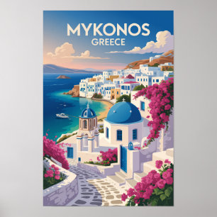Affiche Mykonos Grèce Côte Voyage Art Vintage