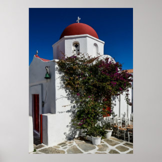 Affiche Mykonos Grèce Travel - Church Cafe Europe Tourisme
