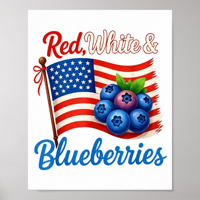 Affiche Myrtilles rouges blanches drôles patriotiques drap (Devant)