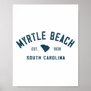Affiche Myrtle Beach Caroline du Sud Hommes Rétro Throwck 