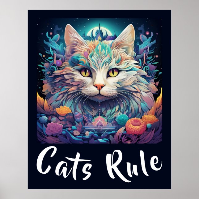 Affiche Mysical Native American Pop Art Cat Ajouter Votre  (Devant)