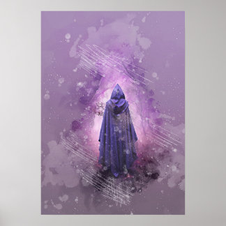 Affiche mystérieuse figure magique aquarelle peinture