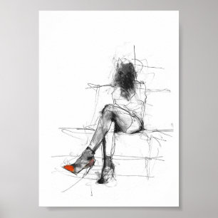 Affiche Mystérieuse mode - Femme Abstraite en talons