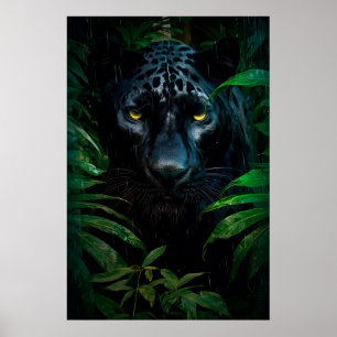 Affiche Mystérieux Black Panther Jungle Faune Design