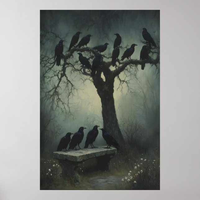Affiche Mysterious Raven Art Dark Gothic Wall Print Crow (Devant)