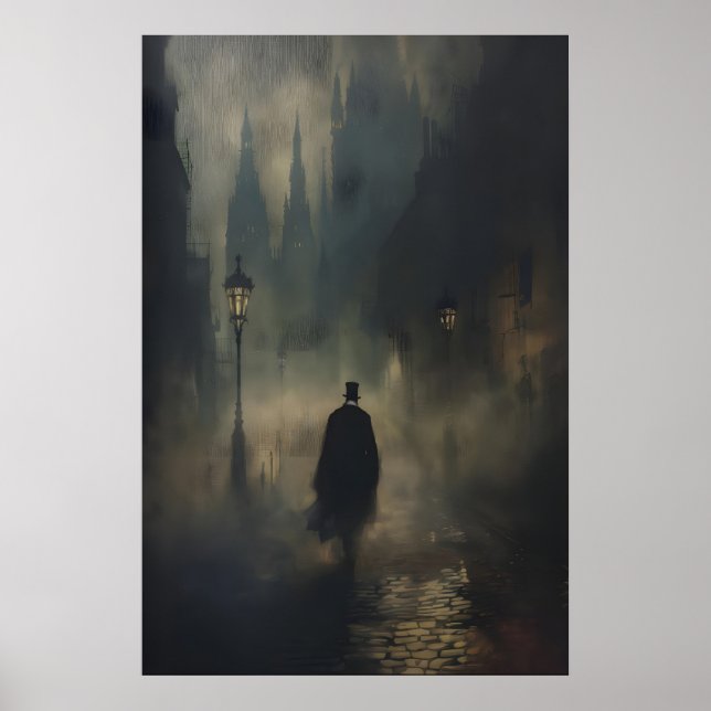 Affiche Mysterious Victorian Man Jack the Ripper Walking (Devant)