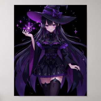 Affiche Mysterious Witch with Purple Magic