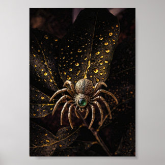 Affiche Mystic Emerald Spider – Antique Golden Art