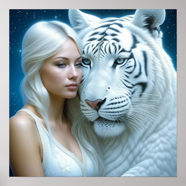 Affiche Mystic White Tiger and Woman (Devant)