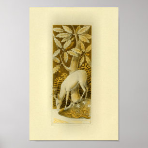 Affiche Mystical White Deer in Woods 1877 Print