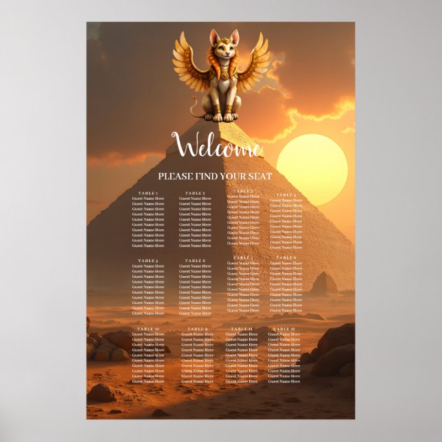 Affiche Mystical Winged Cat Sphinx - Art Imaginaire égypti (Devant)