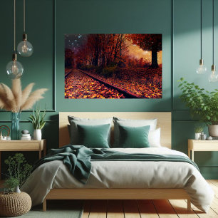 Affiche Mystique Foliage ferroviaire du soir d'automne